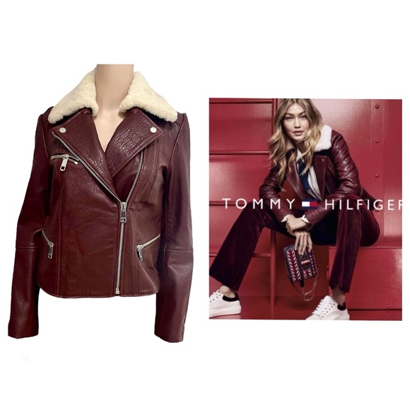 Tommy Hilfiger Jackets & Blazers - Tommy Hilfiger burgundy leather moto jacket. Excellent condition!